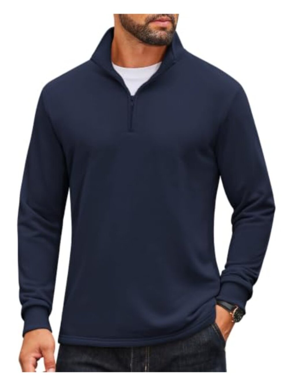 Quarter Zip Pullover Sweatshirt Mock Neck Quilted Lightweight Casual Long Sleeve